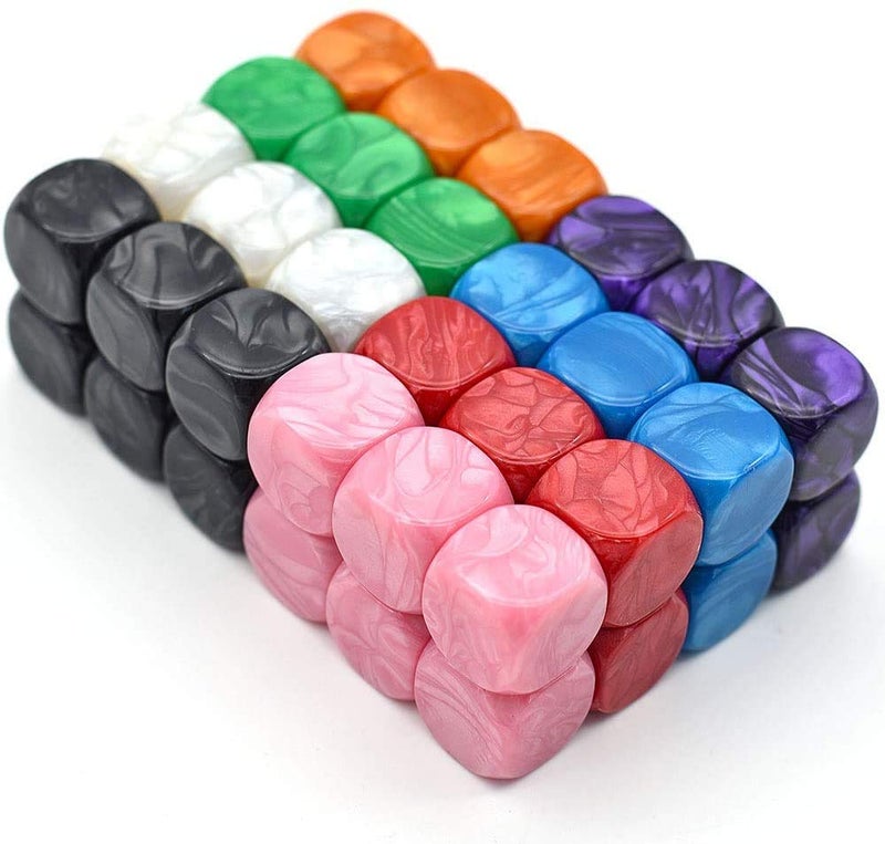 HD DICE 48 Pcs Blank DIY Dice Cubes, 16mm, 8 Colors, Acrylic, Hexahedron, Multicolor, Games - Image 1
